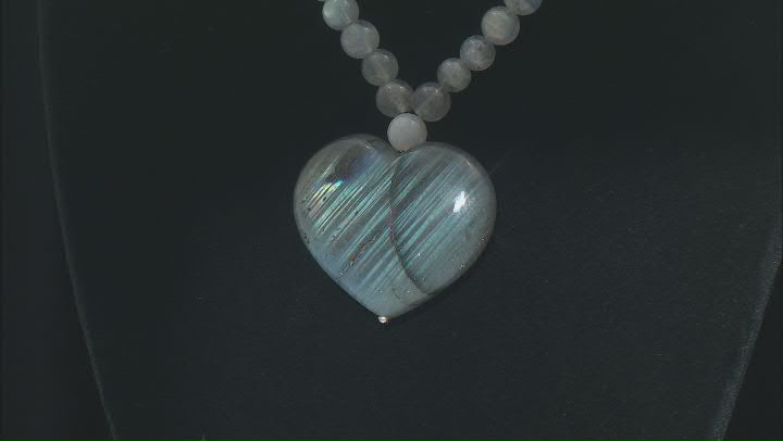 Grey Labradorite Rhodium Over Sterling Silver Necklace Video Thumbnail