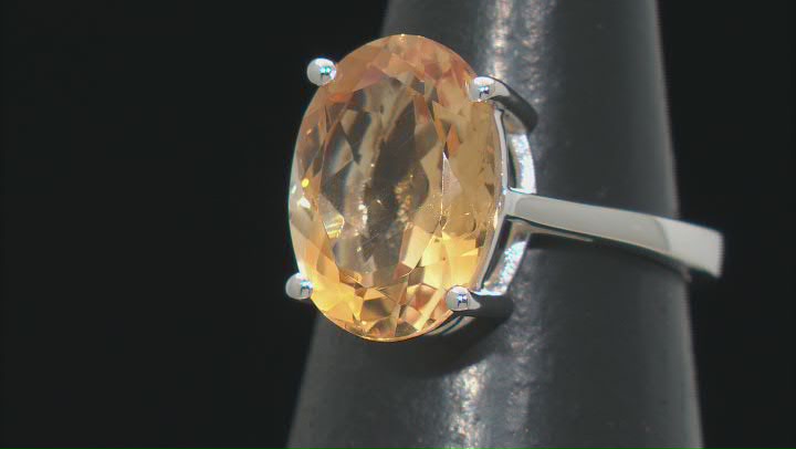 Yellow Citrine Rhodium Over Sterling Silver Ring 4.50ct Video Thumbnail