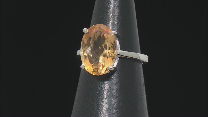 Yellow Citrine Rhodium Over Sterling Silver Ring 4.50ct Video Thumbnail