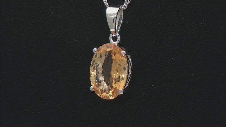 Yellow Citrine Rhodium Over Sterling Silver Pendant With Chain 4.50ct Video Thumbnail