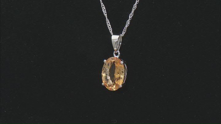Yellow Citrine Rhodium Over Sterling Silver Pendant With Chain 4.50ct Video Thumbnail