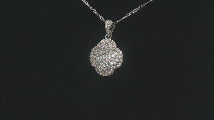 White Zircon Rhodium Over Sterling Silver Pendant with Chain 1.93ctw Video Thumbnail