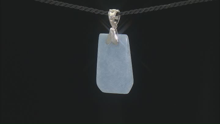 Blue Angelite Rhodium Over Sterling Silver Enhancer Pendant Video Thumbnail