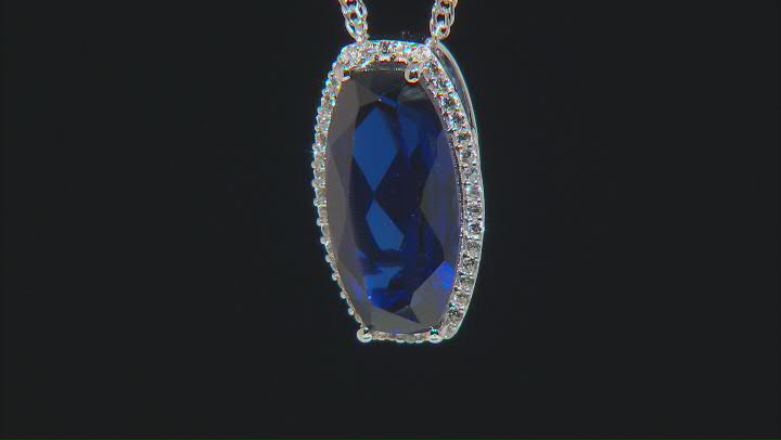 Blue Lab Created Sapphire Rhodium Over Sterling Silver Pendant with Chain 5.51ctw Video Thumbnail