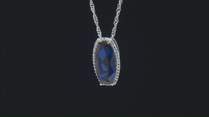 Blue Lab Created Sapphire Rhodium Over Sterling Silver Pendant with Chain 5.51ctw Video Thumbnail