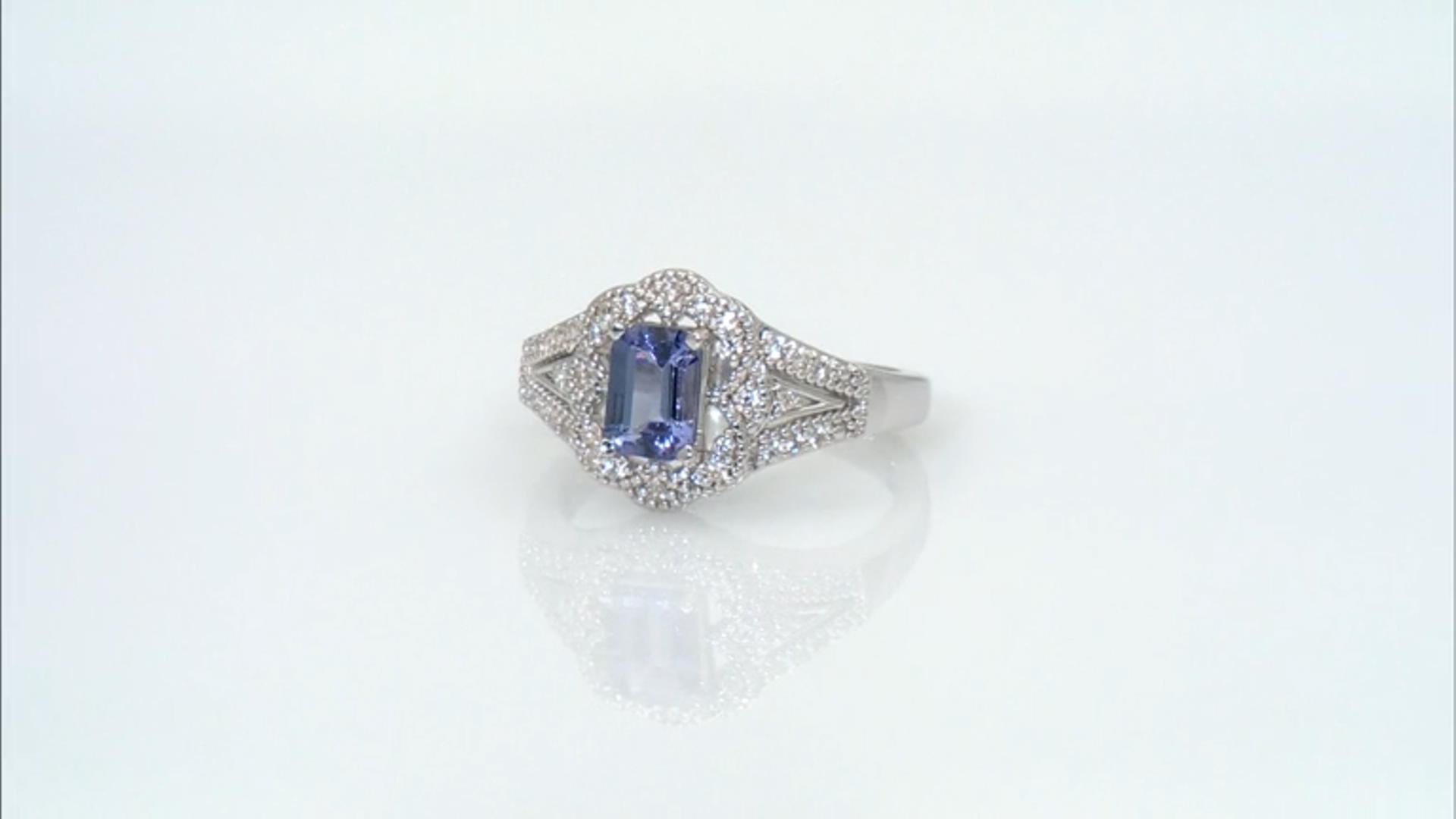 Blue Tanzanite Rhodium Over Sterling Silver Ring 1.03ctw Video Thumbnail
