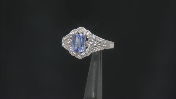 Blue Tanzanite Rhodium Over Sterling Silver Ring 1.03ctw Video Thumbnail