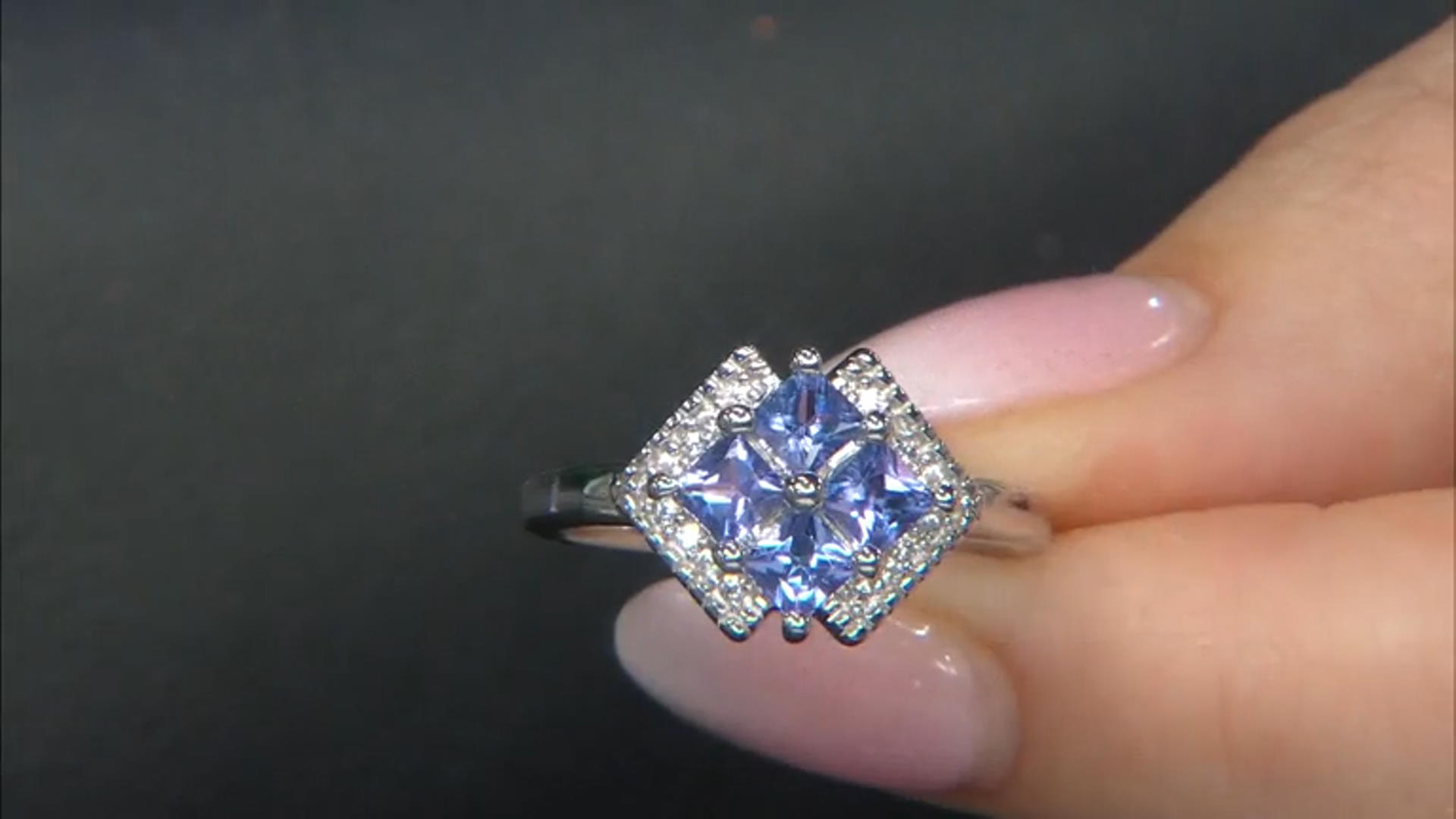 Blue Tanzanite With White Zircon Rhodium Over Sterling Silver Ring 0.64ctw Video Thumbnail