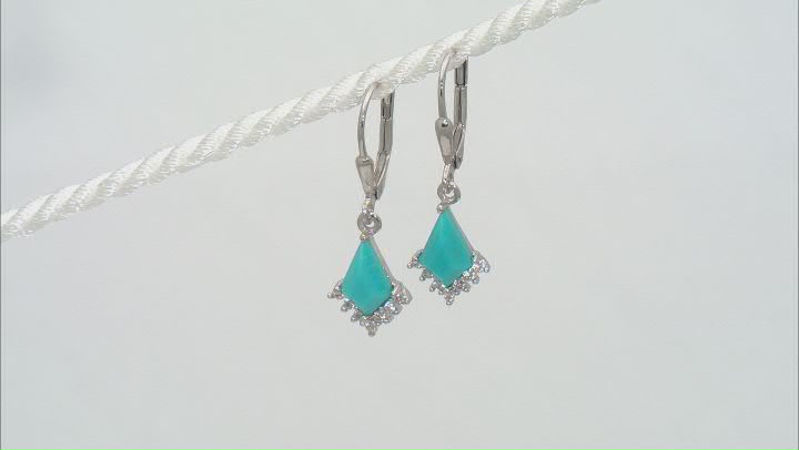 Blue Sleeping Beauty Turquoise Rhodium Over Sterling Silver Earrings 0.22ctw Video Thumbnail