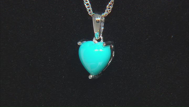 Blue Sleeping Beauty Turquoise Rhodium Over Sterling Silver Pendant with Chain Video Thumbnail