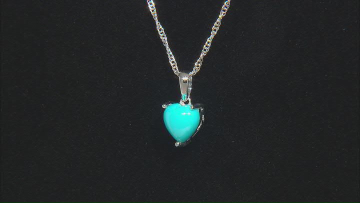 Blue Sleeping Beauty Turquoise Rhodium Over Sterling Silver Pendant with Chain Video Thumbnail