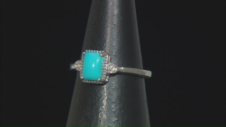 Blue Sleeping Beauty Turquoise Rhodium Over Sterling Silver Ring, Earrings, and Pendant Set Video Thumbnail
