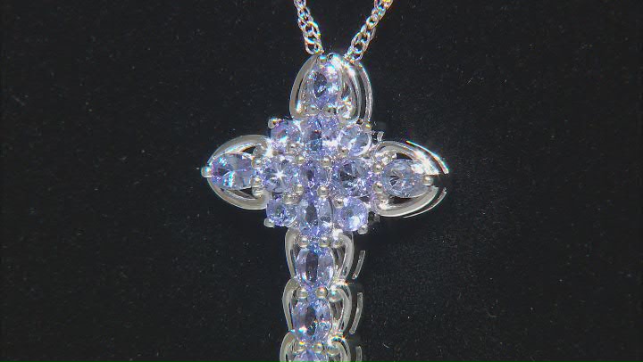 Blue Tanzanite Rhodium Over Sterling Silver Pendant with Chain 1.70ctw Video Thumbnail
