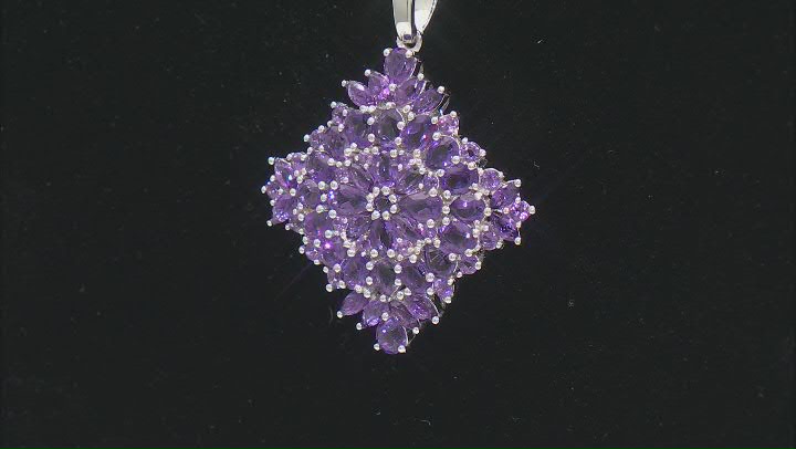 Purple African Amethyst Rhodium Over Sterling Silver Pendant with Chain 4.99ctw Video Thumbnail