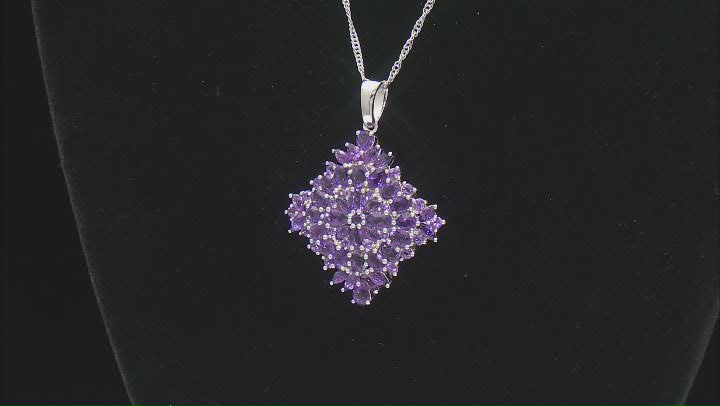 Purple African Amethyst Rhodium Over Sterling Silver Pendant with Chain 4.99ctw Video Thumbnail