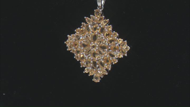 Yellow Citrine Rhodium Over Sterling Silver Pendant with Chain 4.99ctw Video Thumbnail