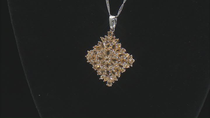 Yellow Citrine Rhodium Over Sterling Silver Pendant with Chain 4.99ctw Video Thumbnail