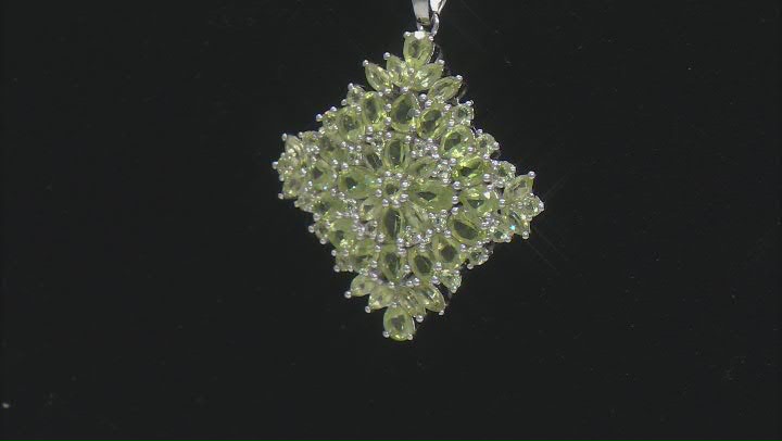Green Peridot Rhodium Over Sterling Silver Pendant with Chain 5.90ctw Video Thumbnail