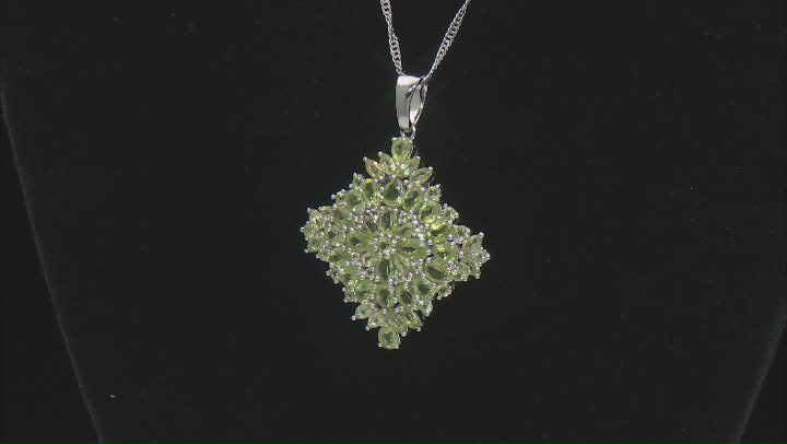 Green Peridot Rhodium Over Sterling Silver Pendant with Chain 5.90ctw Video Thumbnail