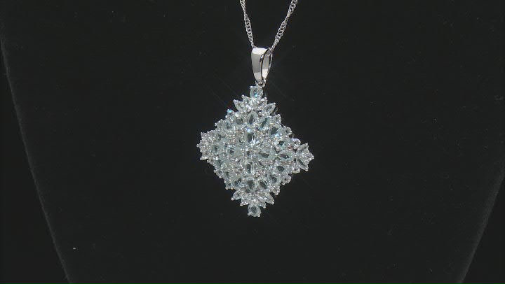 Sky Blue Topaz Rhodium Over Sterling Silver Pendant with Chain 6.21ctw Video Thumbnail