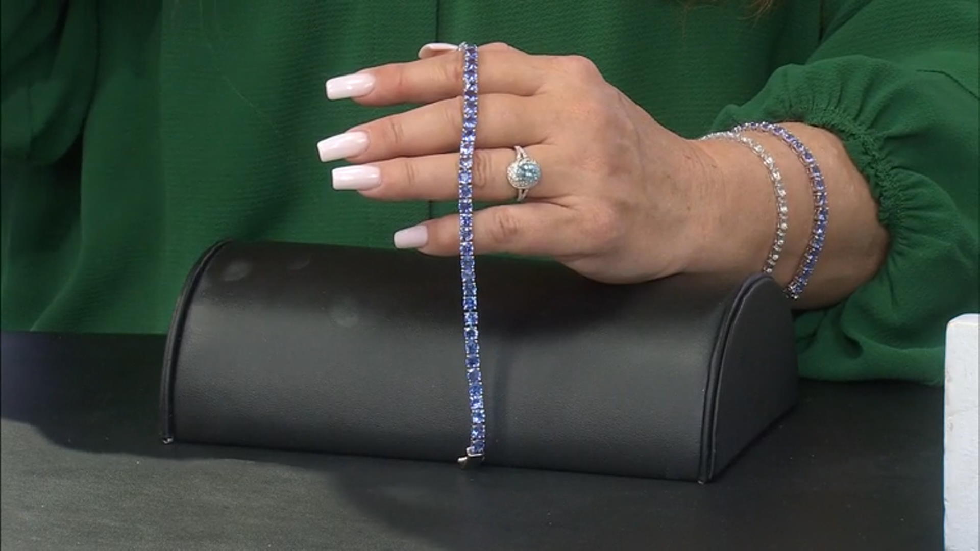 Blue Tanzanite Rhodium Over Sterling Silver Tennis Bracelet 14.50ctw Video Thumbnail