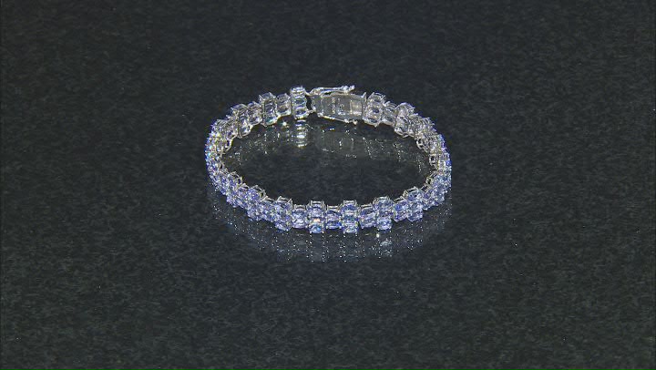 Blue Tanzanite Rhodium Over Sterling Silver Tennis Bracelet 17.00ctw Video Thumbnail