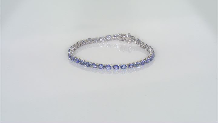 Blue Tanzanite Rhodium Over Sterling Silver Tennis Bracelet 10.71ctw Video Thumbnail