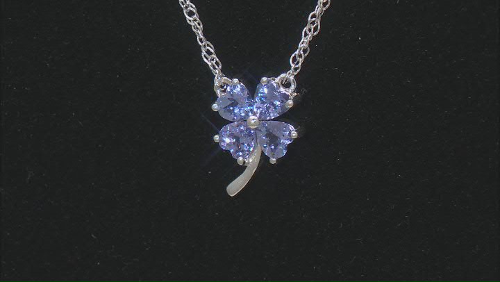 Blue Tanzanite Rhodium Over Sterling Silver Necklace 0.91ctw Video Thumbnail