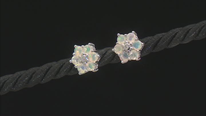 White Opal Rhodium Over Sterling Silver Earrings Video Thumbnail