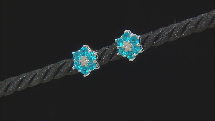 Blue Neon Apatite Rhodium Over Sterling Silver Earrings 1.13ctw Video Thumbnail