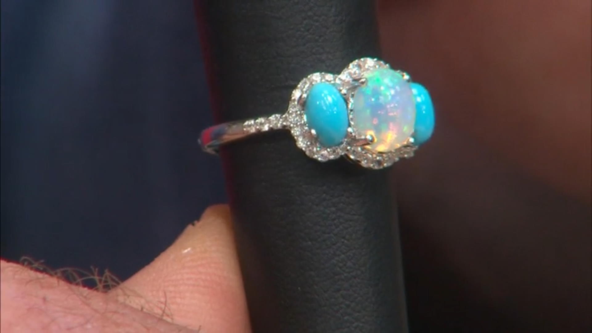 Ethiopian Opal Rhodium Over Sterling Silver Ring Video Thumbnail