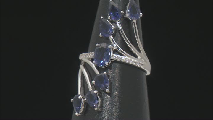 Blue Iolite Rhodium Over Sterling Silver Ring 2.44ctw Video Thumbnail