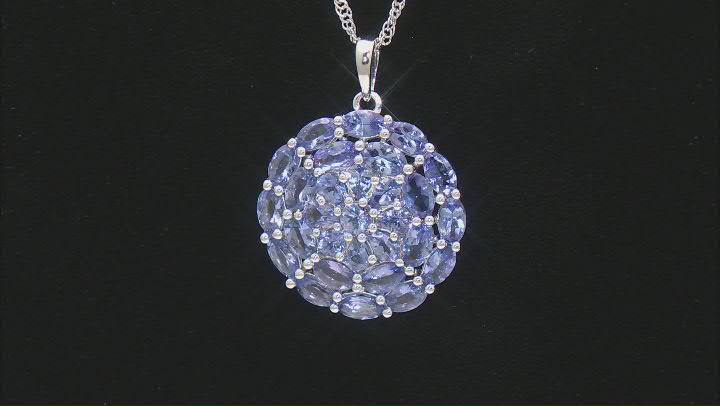 Blue Tanzanite Rhodium Over Sterling Silver Pendant with Chain 5.40ctw Video Thumbnail