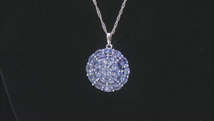 Blue Tanzanite Rhodium Over Sterling Silver Pendant with Chain 5.40ctw Video Thumbnail