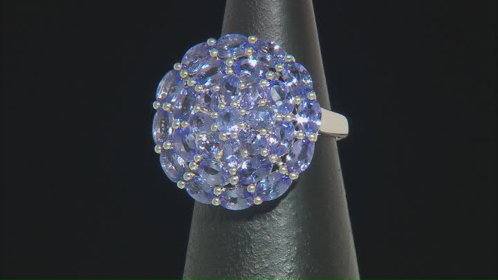 Blue Tanzanite Rhodium Over Sterling Silver Ring 5.40ctw Video Thumbnail