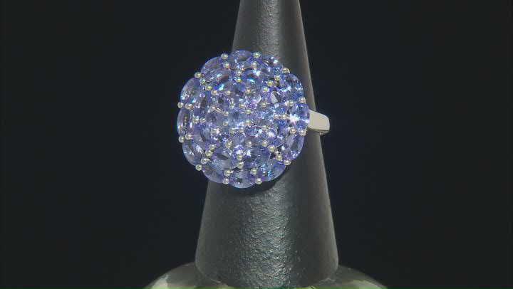 Blue Tanzanite Rhodium Over Sterling Silver Ring 5.40ctw Video Thumbnail