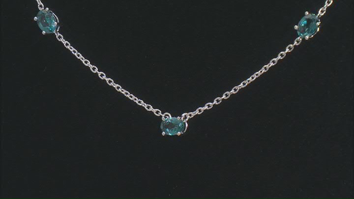 Teal Lab Created Spinel Rhodium Over Sterling Silver Necklace 8.50ctw Video Thumbnail