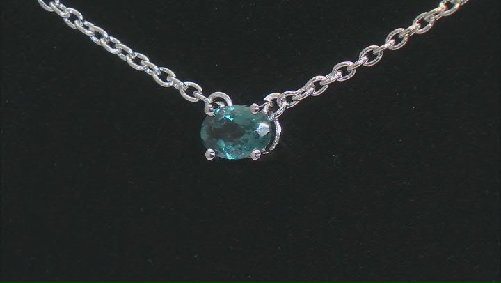 Teal Lab Created Spinel Rhodium Over Sterling Silver Necklace 8.50ctw Video Thumbnail