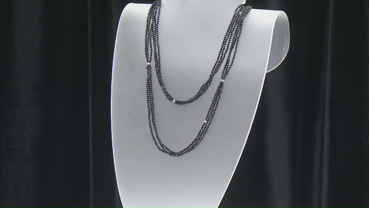 Black Spinel Rhodium Over Sterling Silver Endless Necklace Video Thumbnail