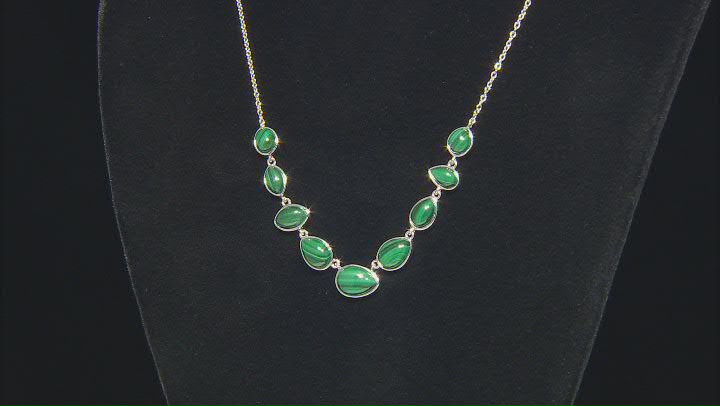 Green Malachite Rhodium Over Sterling Silver Necklace Video Thumbnail
