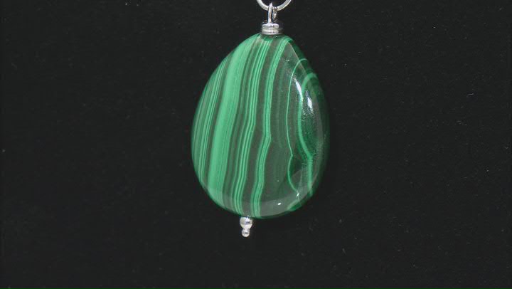 Green Malachite Rhodium Over Sterling Silver Necklace Video Thumbnail