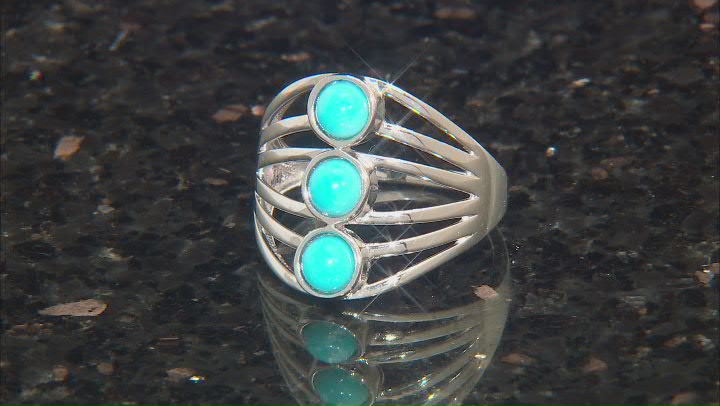 Blue Sleeping Beauty Turquoise Rhodium Over Sterling Silver Ring Video Thumbnail