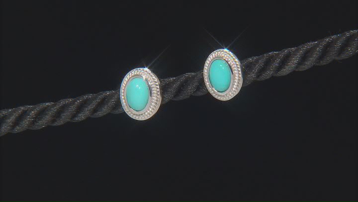 Sleeping Beauty Turquoise Rhodium Over Sterling Silver Stud Earrings Video Thumbnail