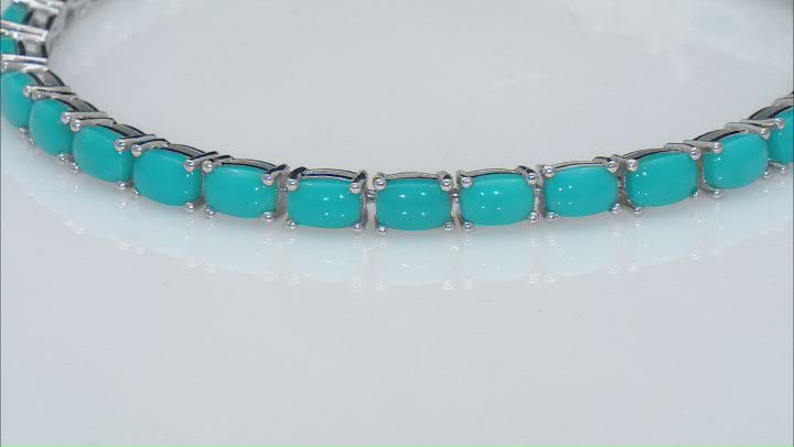 6x4mm Sleeping Beauty Turquoise Rhodium Over Sterling Silver Tennis Bracelet Video Thumbnail