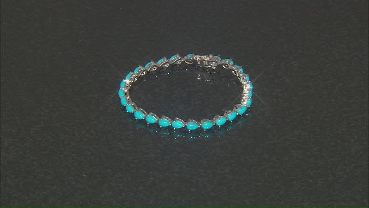 Sleeping Beauty Turquoise Rhodium Over Sterling Silver Tennis Bracelet Video Thumbnail