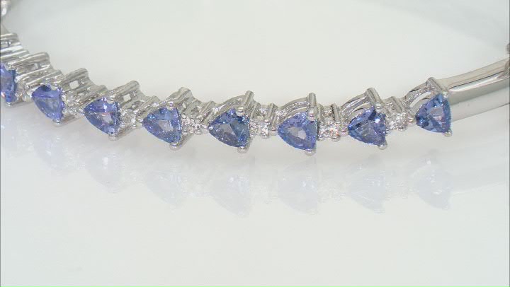 Blue Tanzanite Platinum Over Sterling Silver Bangle 2.43ctw Video Thumbnail