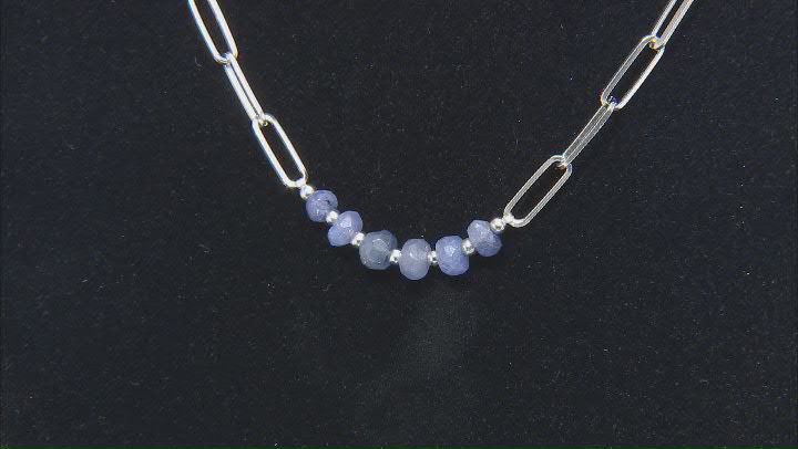 Blue Tanzanite Rhodium Over Sterling Silver Station Necklace Video Thumbnail
