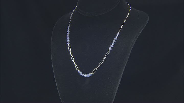 Blue Tanzanite Rhodium Over Sterling Silver Station Necklace Video Thumbnail