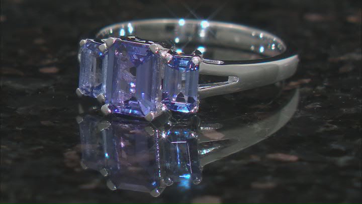 Blue Tanzanite Rhodium Over Sterling Silver Ring 1.35ctw Video Thumbnail