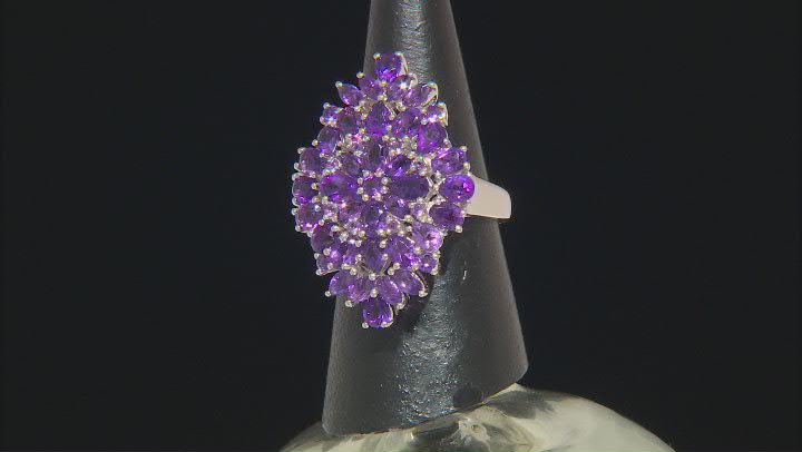 African Amethyst Rhodium Over Sterling Silver Ring 4.67ctw Video Thumbnail